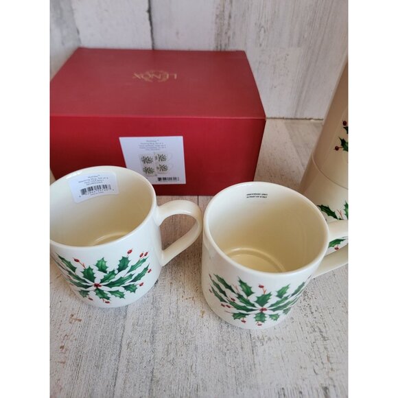 Lenox holiday stacking mug mistletoe 12 oz cup Xmas home decor - Picture 4 of 7